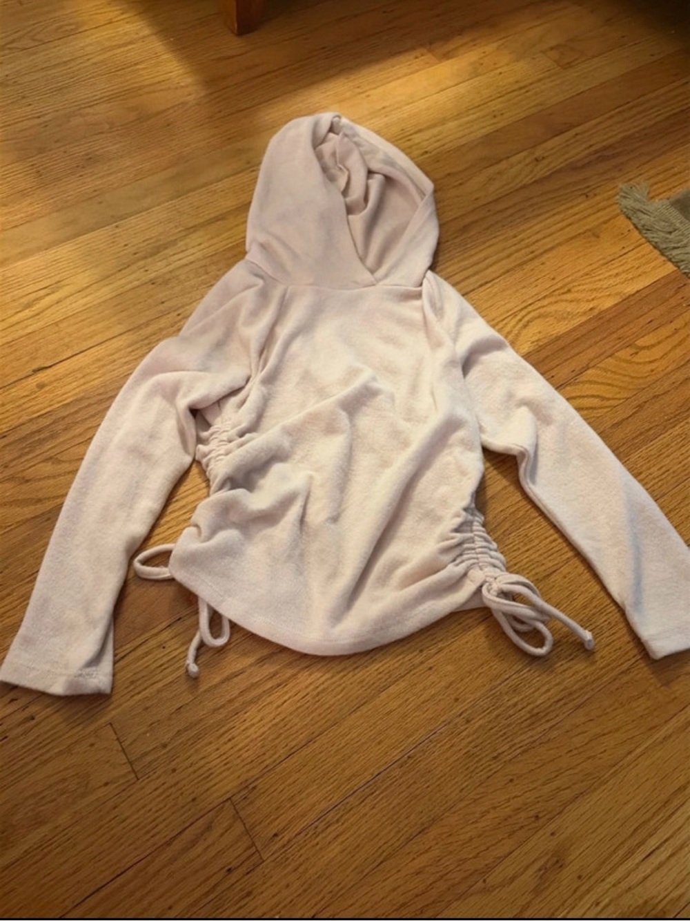 Poof Girl Soft Pink Hooded Pullover Top with Side Drawstrings